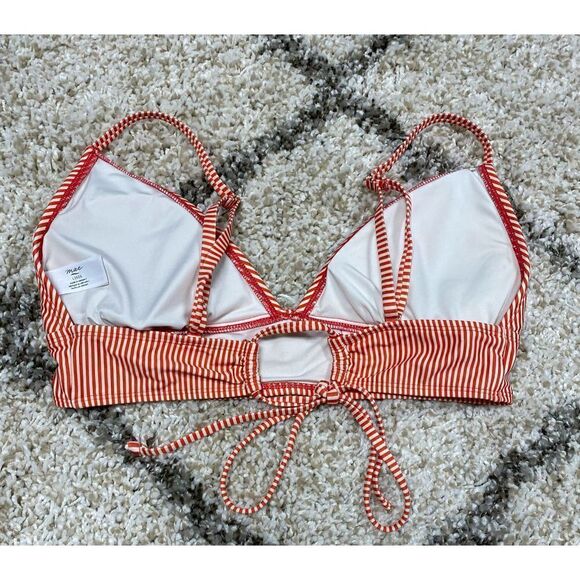 Mae Orange Stripe Embroidered Bikini Top Size Large - Picture 3 of 6